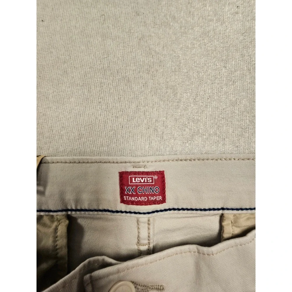 Levis XX Chino‎ Standard Taper Pants Mens 36x32 Beige Tan Stretch Twill New